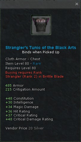 Stranglers tunic of the black arts