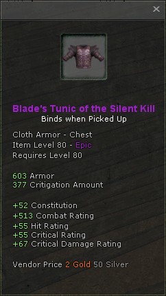 Blades tunic of the silent kill