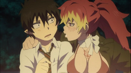 Shura alertando Rin sobre uso das chamas