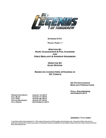 File:DC's Legends of Tomorrow script title page - Pilot, Part 1.png