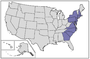 United States direct successor states from original Thirteen Colonies
