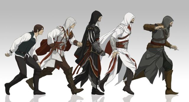 Datei:752px-Evolution of ezio by doubleleaf-d3icnak.jpg
