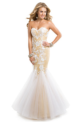 Image Tulle with white lace long prom  dress  png Austin 