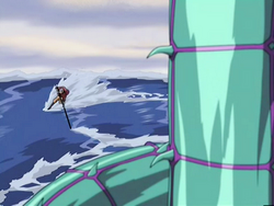 Aang fights the serpent