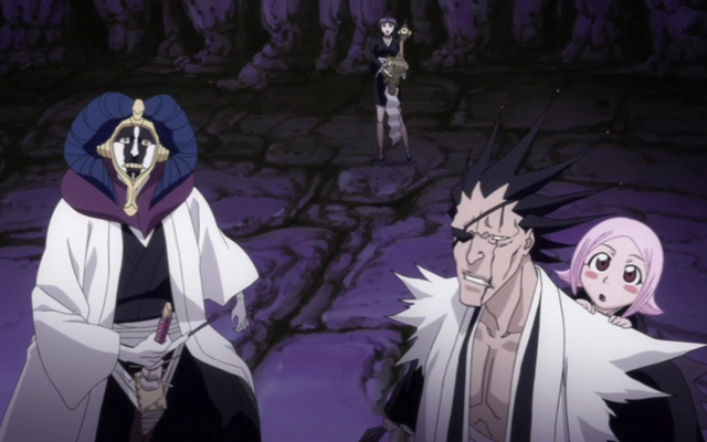 File:E317 Mayuri Kenpachi Yachiru Nemu Dangai.png