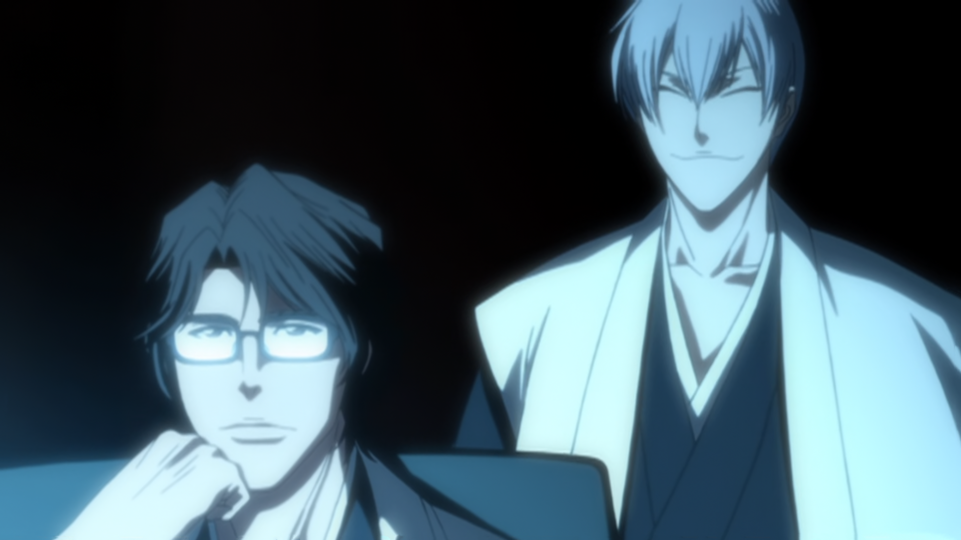 Image - Aizen and Gin watch Ichigo battle Byakuya.png | Bleach Wiki ...