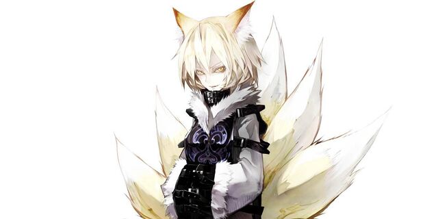 File:Blonde-tails-touhou-short-hair-yellow-eyes-kitsune-grin-anime-girl-badass-yakumo-ran-fox-girl-koumajou-densetsu-simple-background-wallpaper.jpg