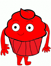 Phil, a red cupcake