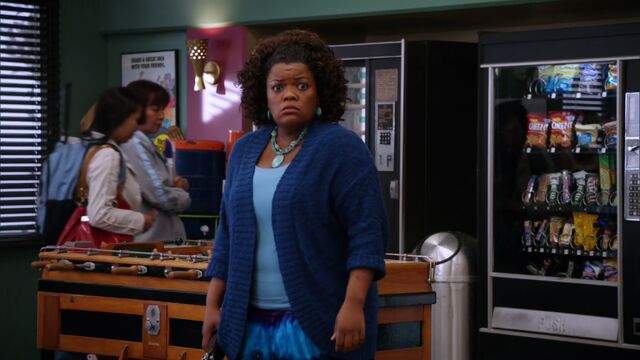 File:S01E06-Shirley and foosball table.jpg