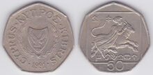 Cyprus 50 cents 1991