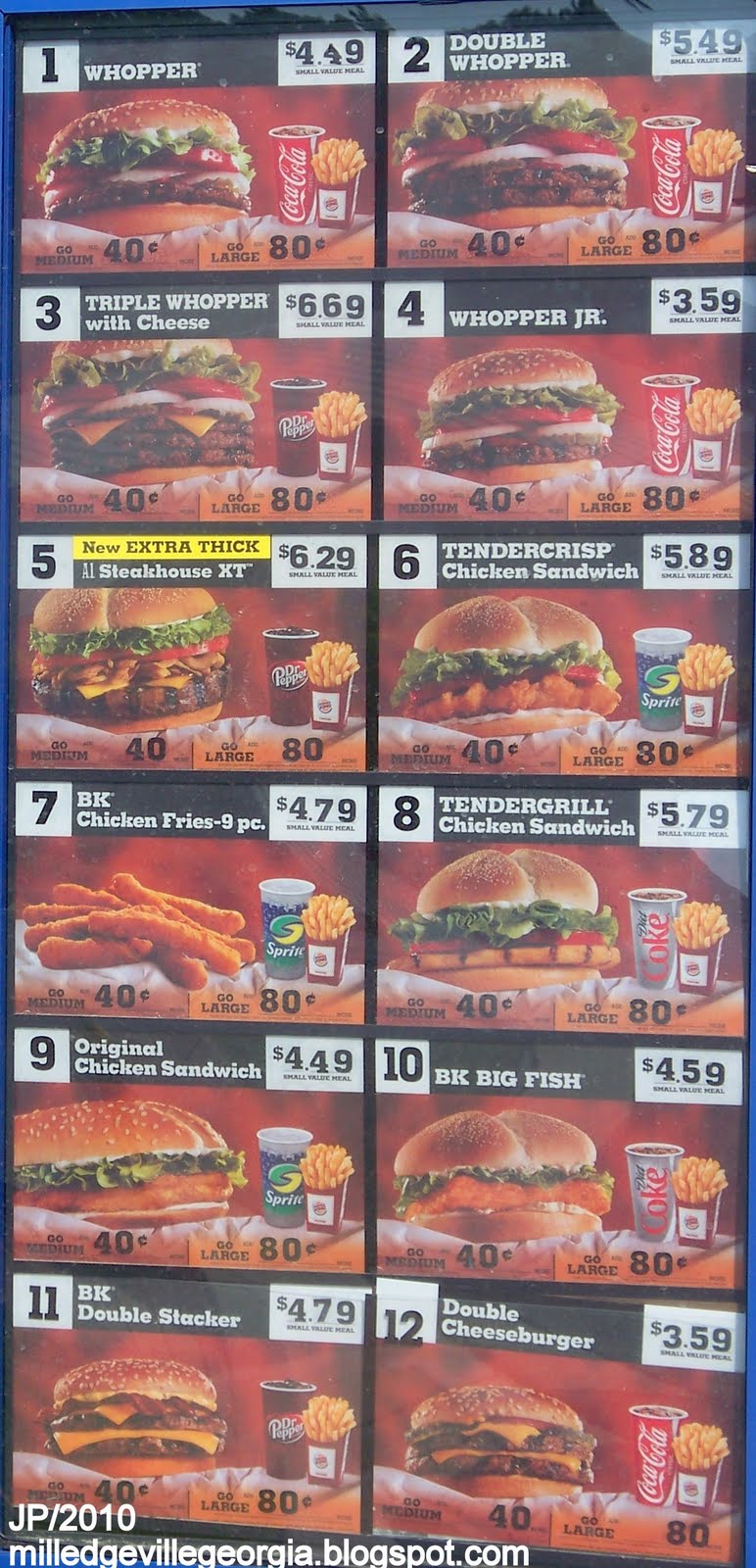Image BURGER KING MENU MILLEDGEVILLE Burger King Fast Food