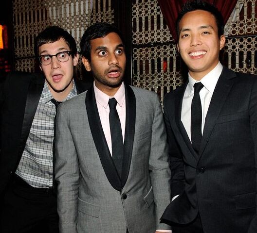 File:Dan-Levy-Aziz-Ansari-and-Alan-Yang-at-LAVO-570.jpg