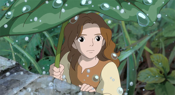 Arrietty under a leaf umbrella Arriety and leaf