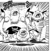The Pilaf Gang in giant robot suits