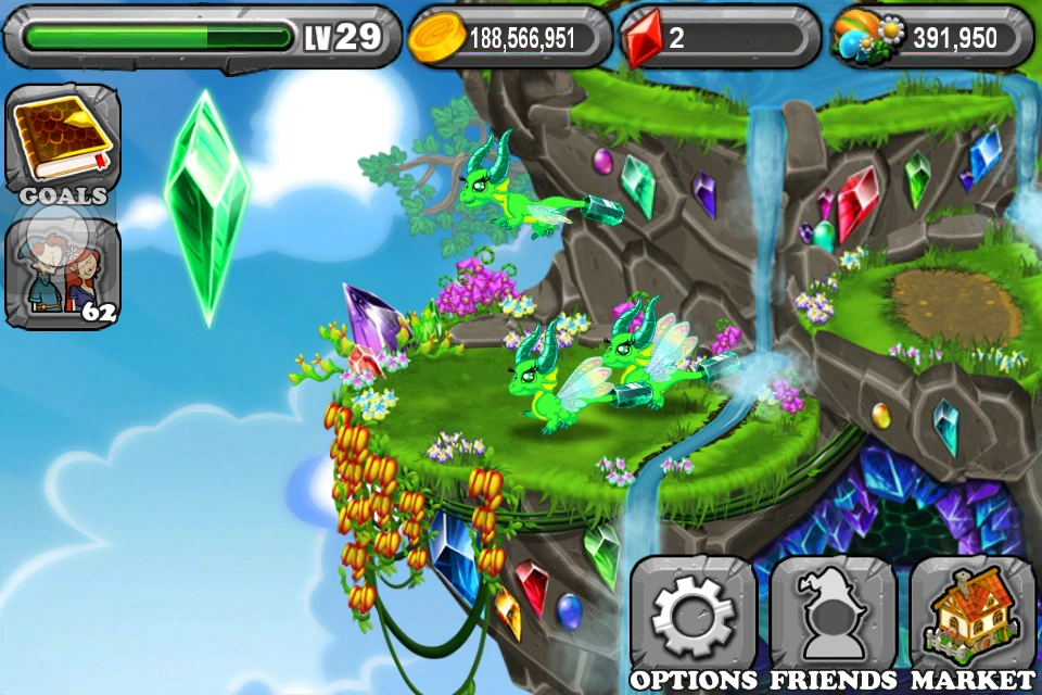 Image Three Emerald Dragons at Gemstone Habitat.png DragonVale Wiki