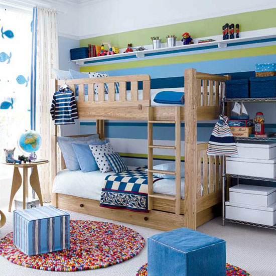 Image 10 blue green white striped wall modern kids room Image 10 blue green white striped wall modern kids room
