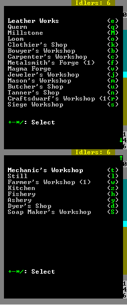 Workshops Menu