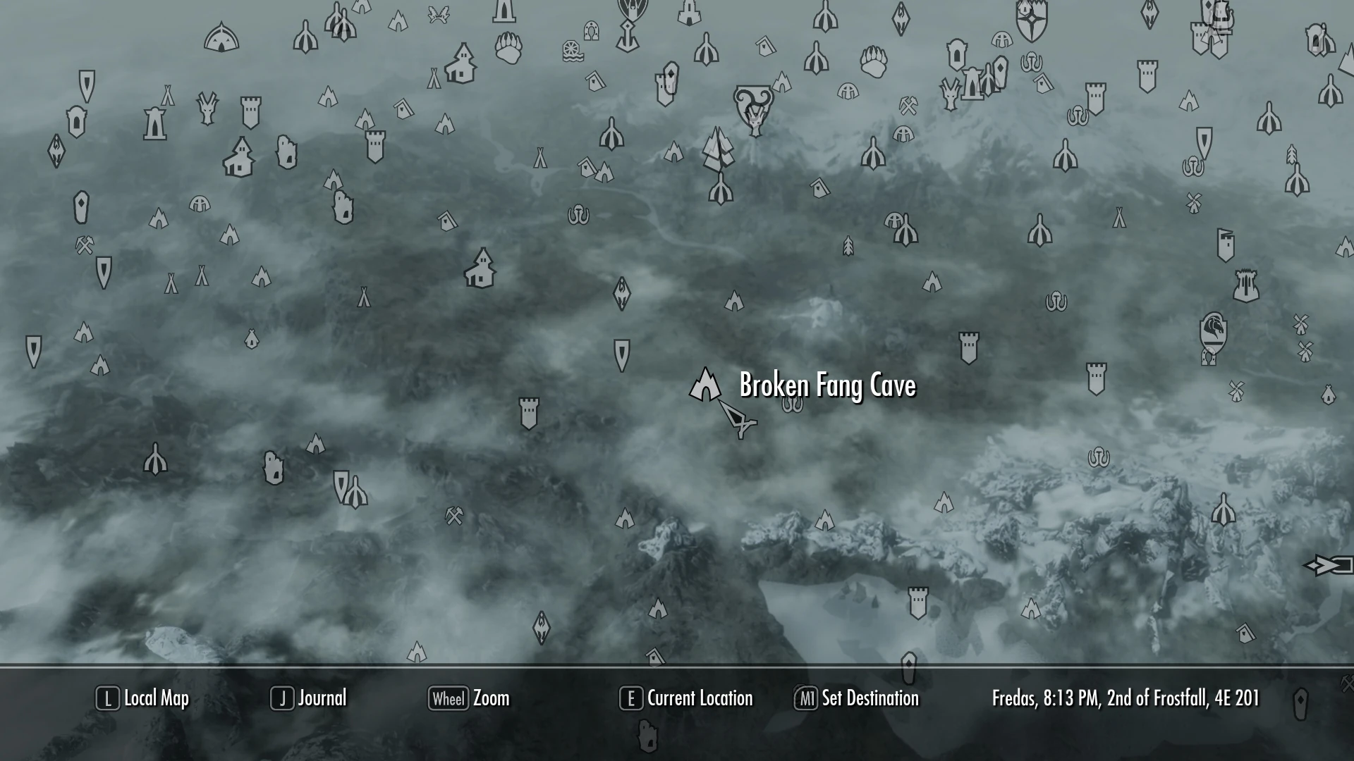 Пещера щетиноспин скайрим карта