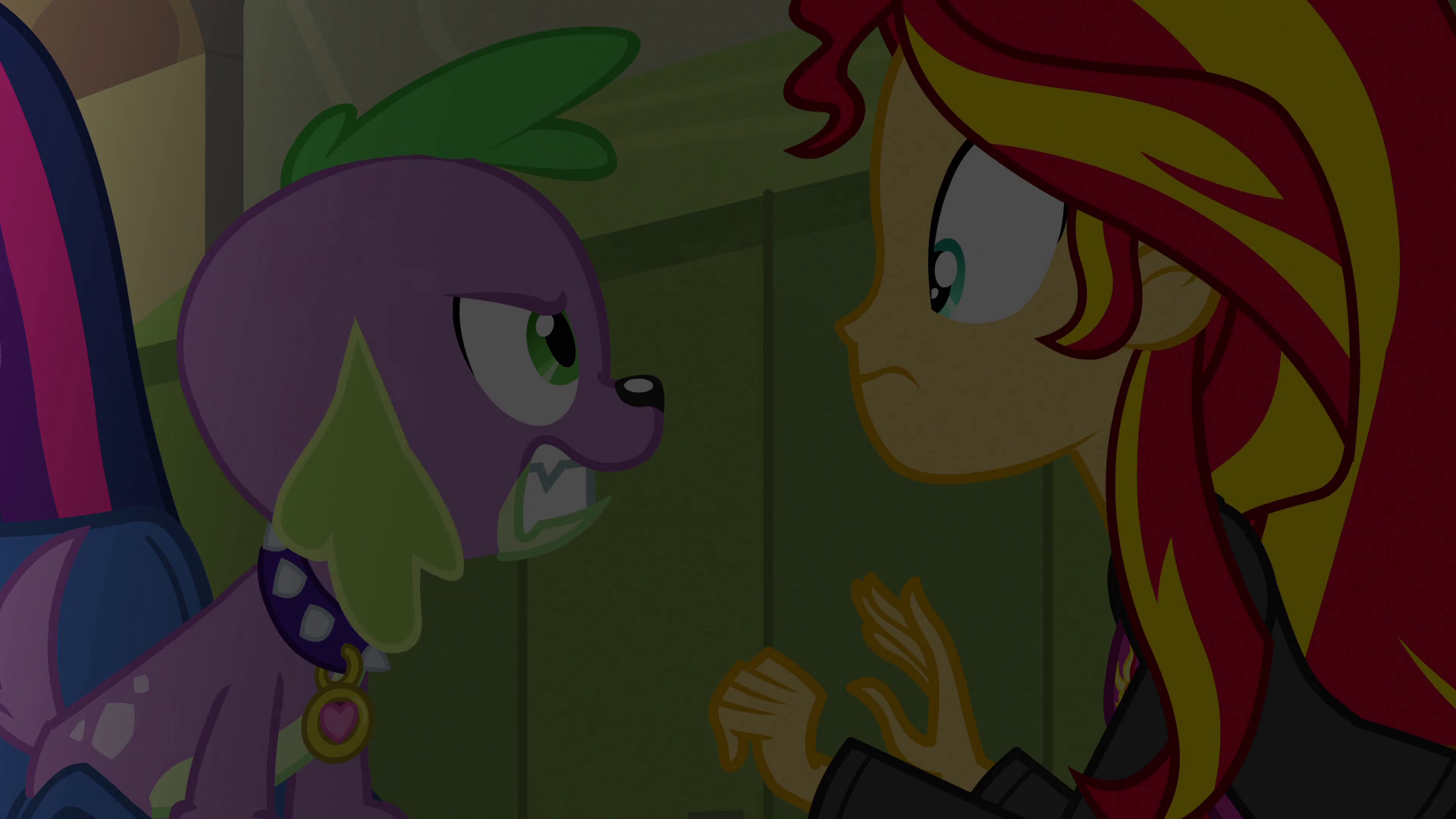 Obraz Eg1 Spike Warczy Na Sunset Png Equestria Girls