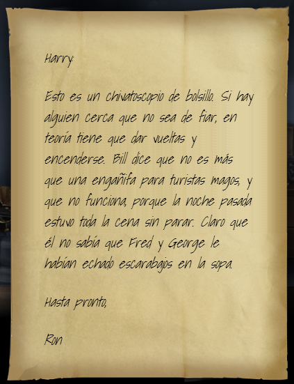 Carta de Ronald Weasley a Harry Potter (1993)  Harry 