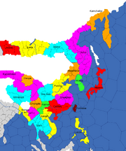 Map of the Far East, divided into areas