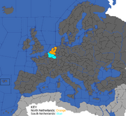 Map showing North and South parts of the Low Countries