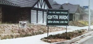 Cuesta Verde's welcome sign