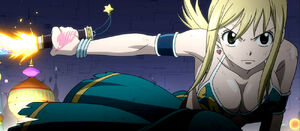 Lucy wielding Fleuve d'étoiles