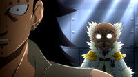 Gajeel talks with Makarov