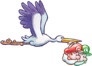 640px-Stork and Babies Artwork - Yoshi's New Island