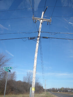 Bent telephone pole hall ny