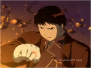 Roy Mustang używający Czerwonego Kamienia