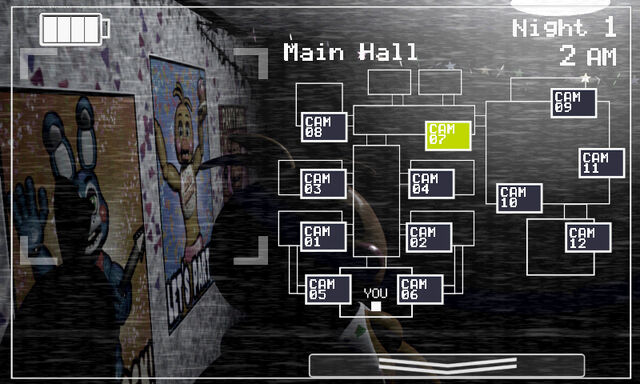 Archivo:FNaF 2 (Móvil) - Main Hall (Toy Chica, izquierda, luz apagada).jpg