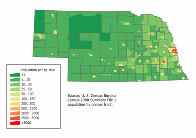 Nebraska population map