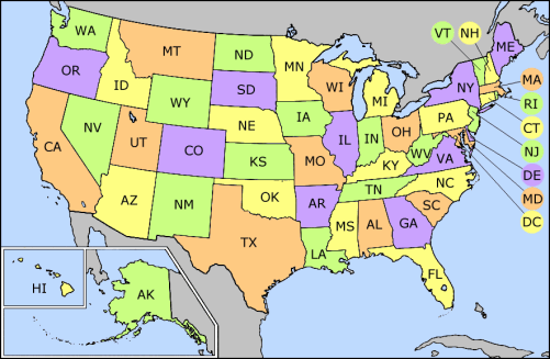 Usa East Coast Political Map