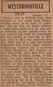 Phoebe Hubbard (1853-1910) obituary