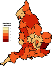 English heraldic visitations map