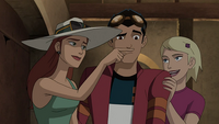 Claire gives Rex a fake mustache