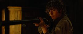 Looks at the gun