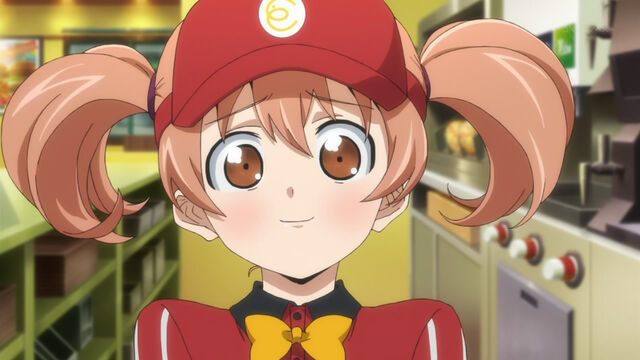 File:Hataraku maou sama-01-chiho-cashier-mgronalds-twintails-smile-nervous-cute.jpg