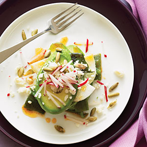 Spicy avocado poblano salad