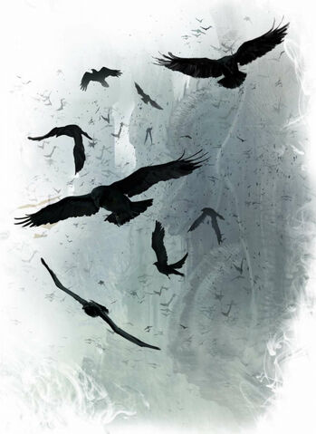 Archivo:Ravens bearing Aegon’s proclamation to all corners of Westeros by Marc Simonetti©.jpg