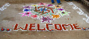 India - Sights & Culture - 027 - Chalk & flower welcome drawings