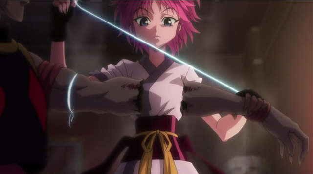 Archivo:Machi curando el brazo de Hisoka.png