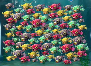 Spiky fish school