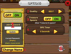 Options screen
