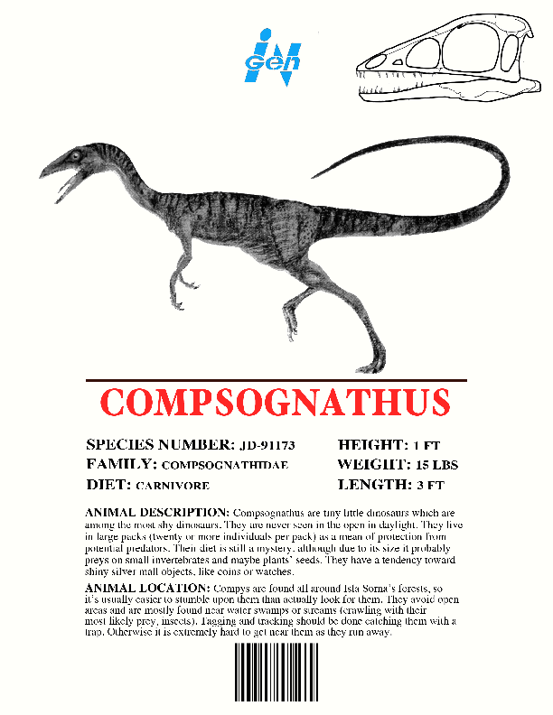 jurassic park ingen dinosaur list