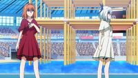 Nanase arguing with Sayaka