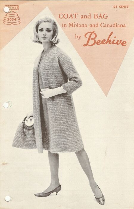 Patons 2054 Coat and Bag in Molana and Canadiana by Beehive Knitting and Cr...