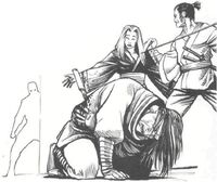 Shizue stabs Hiroru